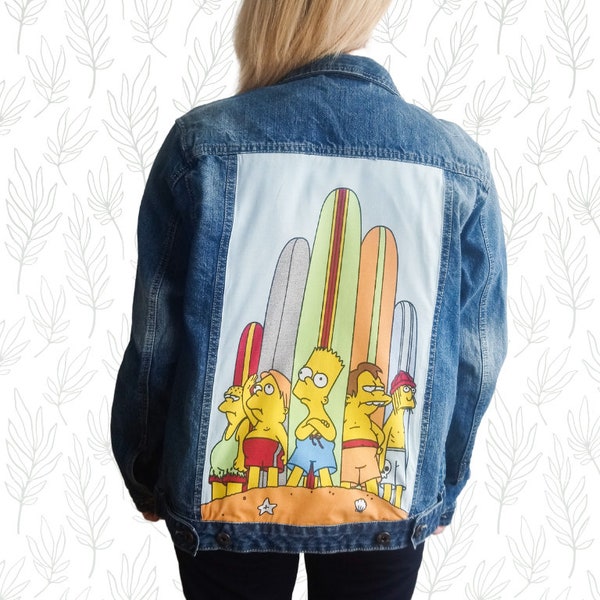 L - Veste en jean customisée "Springfield Legends" - Les Simpsons