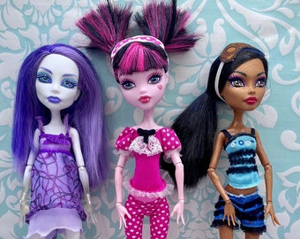 Monster High Dolls for Collectors, OOAK Repaints, Playing - Dawn of The Dance Clawdeen Wolf, Frankie Stein and Cleo de Nile