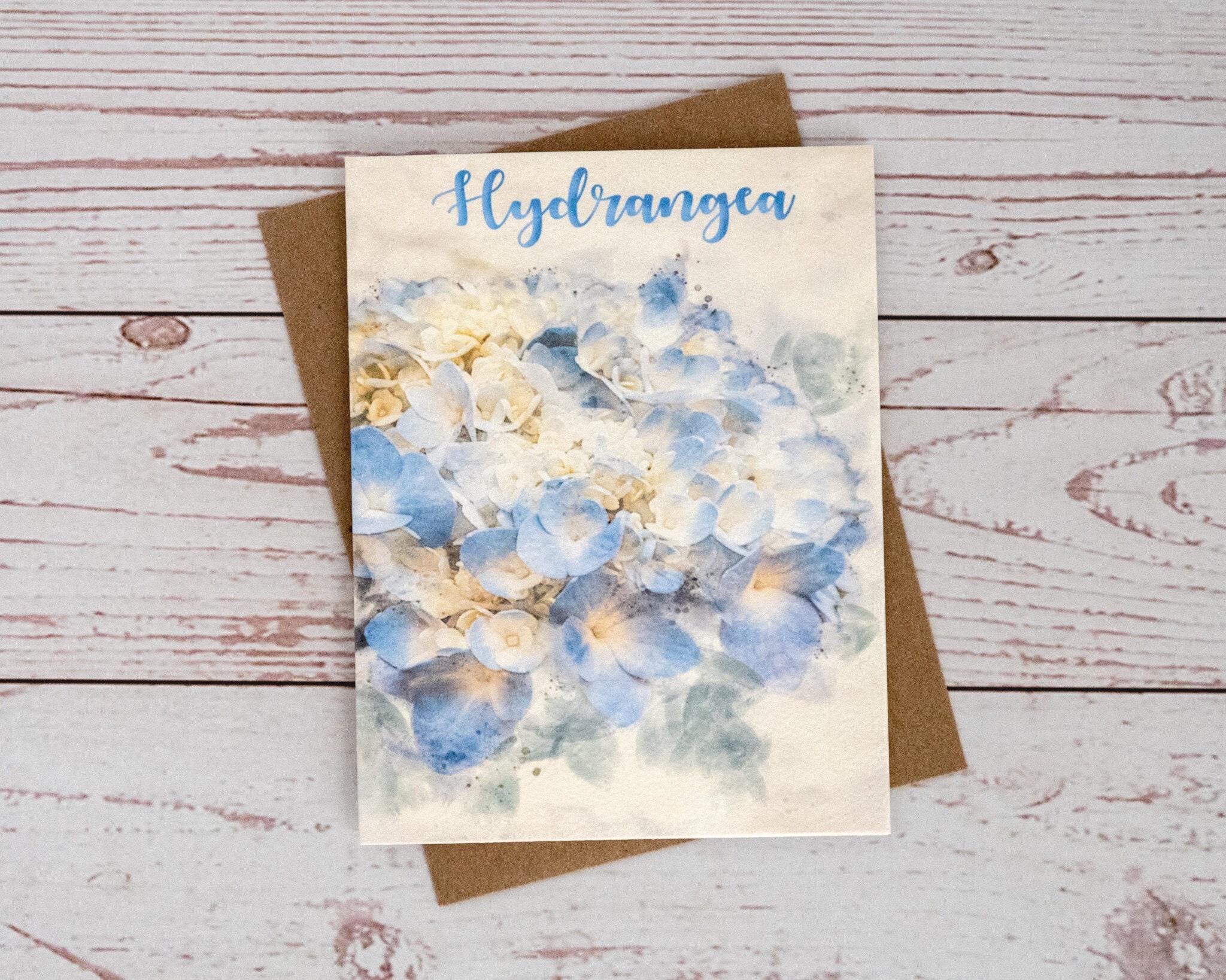 Hydrangea Note Card. Folded Stationary. Blank Card. Hydrangea ...
