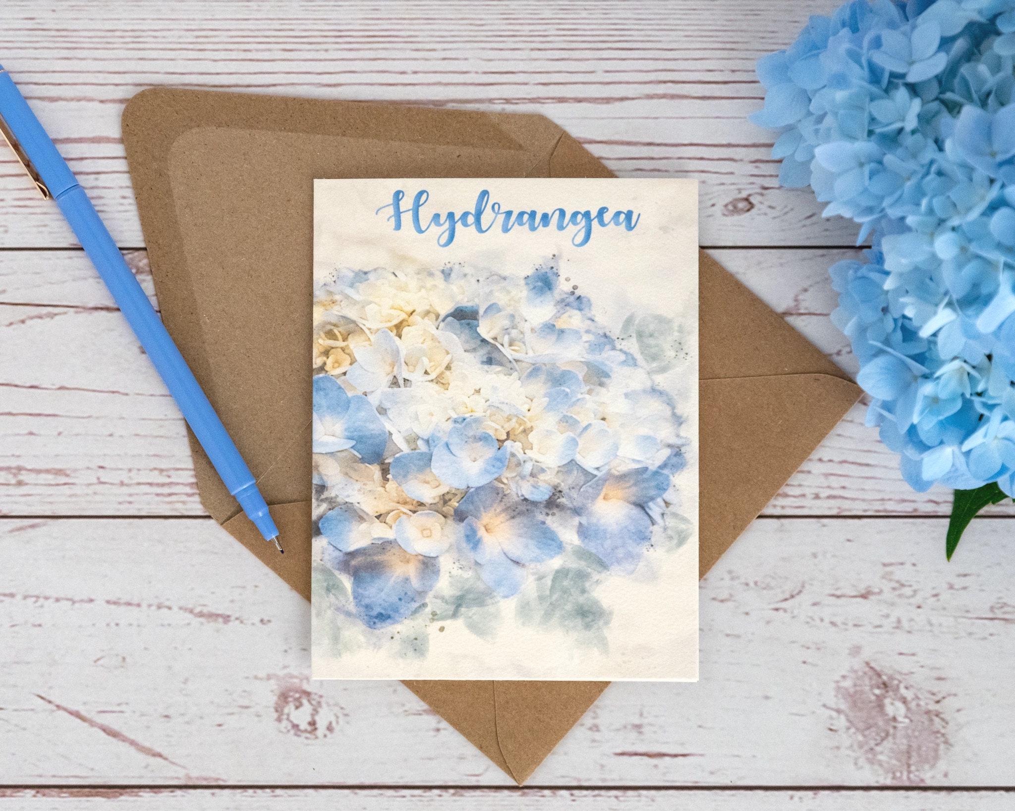 Hydrangea Note Card. Folded Stationary. Blank Card. Hydrangea ...