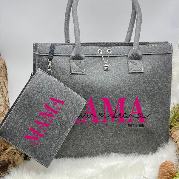 Filztasche  mit Wunschmotiv/ individuell personalisiert/ MOM/ Mama/ Oma/ schönes Geschenk die Frau/ Erzieherin/ Lehrerin oder für sich