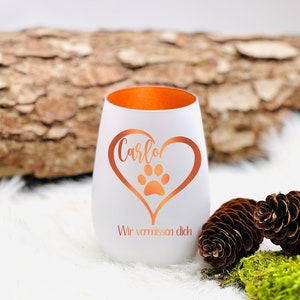 Lantern / Mourning Light -Heart Paw- We miss you -with additional engraving and date, memorial light, grave light, remembrance light, mourning