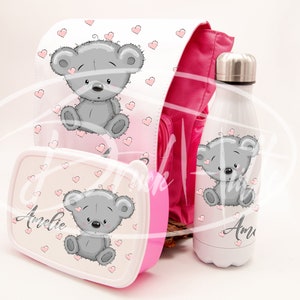 Set asilo personalizzato / singolo set dell'asilo, zaino per bambini, bottiglia termica e lattina di pane con motivo e nome desiderati