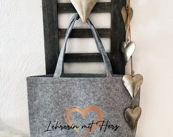 Personalized XXL felt shopper/shopping bag/basket with desired saying/bag individually designed