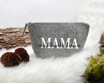 personalisierte Kosmetiktasche aus Filz / ein individuelles Geschenk / für Mama Schwester Oma Tante  individuell gestaltet, Filztäschchen