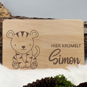 Breakfast board, Breakfast board with engraving, cutting board, wooden board for children, laser engraving, personalized board, safari animals