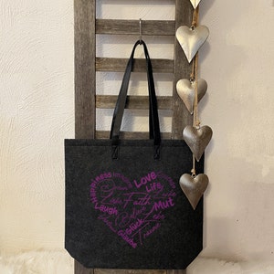 Personalized felt shopper/tote bag/shopping bag/bag with desired saying/bag individually designed