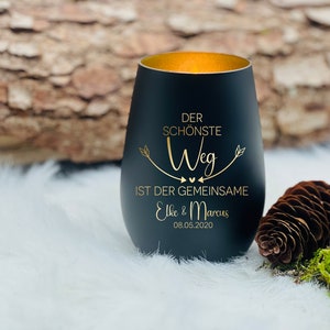 Lantern / tealight - wedding - the most beautiful way is the one together - engraving names and date - love - anniversary