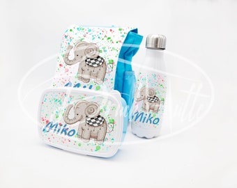 Kindergarten set personalized / individual kindergarten set, children's backpack, thermal bottle and bread tin with desired motif and name