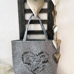 Personalized XXL felt shopper/ shopping bag/ basket with desired saying / bag individually designed