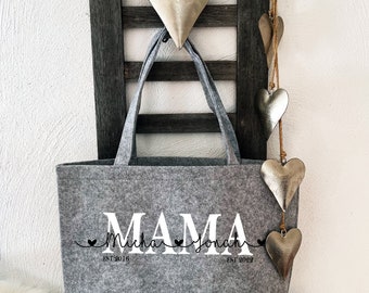 Personalized XXL felt shopper/shopping bag/basket with your own saying/bag individually designed