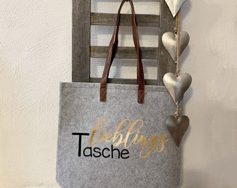 Personalisierter Filzshopper/  Tragetasche / Einkaufstasche/ Tasche mit Wunschspruch / Tasche individuell gestaltet