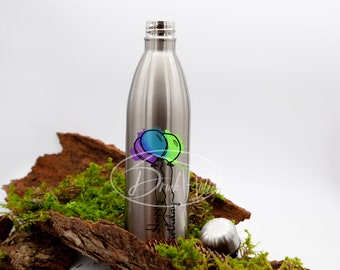 Thermosflasche 750/Trinkflasche/Schulflasche/Edelstahlflasche/Wasserflasche mit Wunschmotiv und Namen, personalisiert, individuell gestaltet