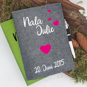 Personalisierte U-Heft-Hülle, Untersuchungsheft Personalisierte Filz Buchhülle, Filzhülle, Geschenkidee, Größe A5, personalisiertes Geschenk