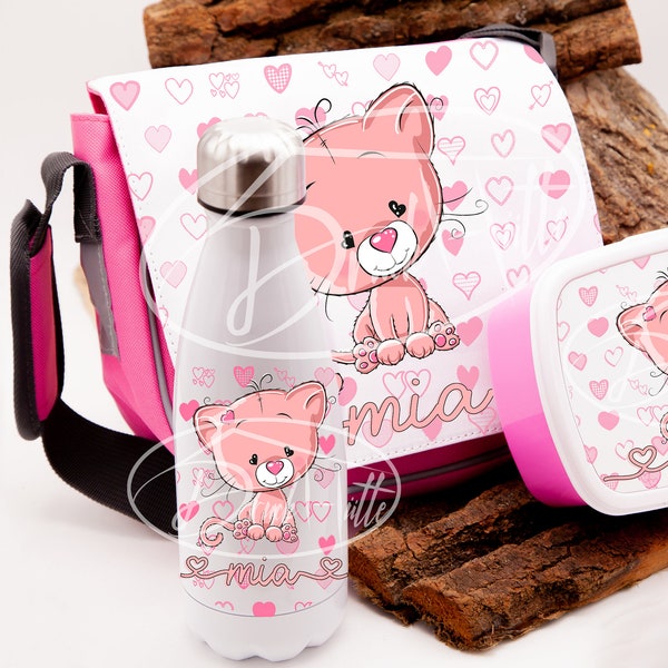 Kindergarten set personalized / individual kindergarten set, children's carrier bag, thermal bottle and bread tin with desired motif and name
