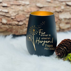 Lantern / Mourning Light - Forever in our hearts - with additional engraving and date, memorial light, grave light, remembrance light, mourning