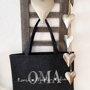 Personalized XXL felt shopper / shopping bag / basket with wishful saying / bag individually designed