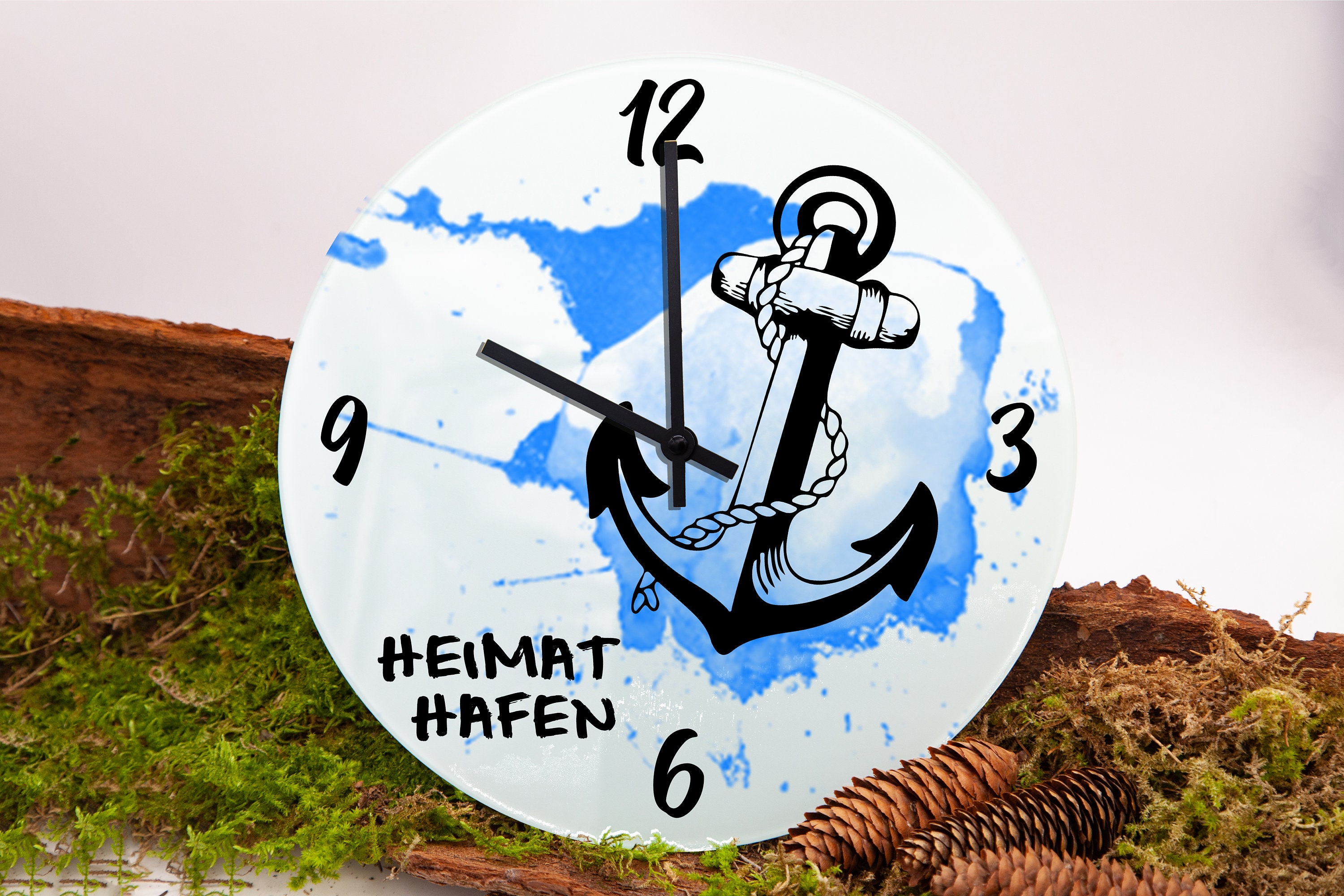 Wall clock made of glass personalized individually designed Etsy