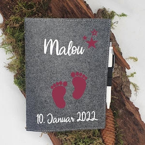 Personalisierte U-Heft-Hülle, Untersuchungsheft Personalisierte Filz Buchhülle, Filzhülle, Geschenkidee, Größe A5, personalisiertes Geschenk
