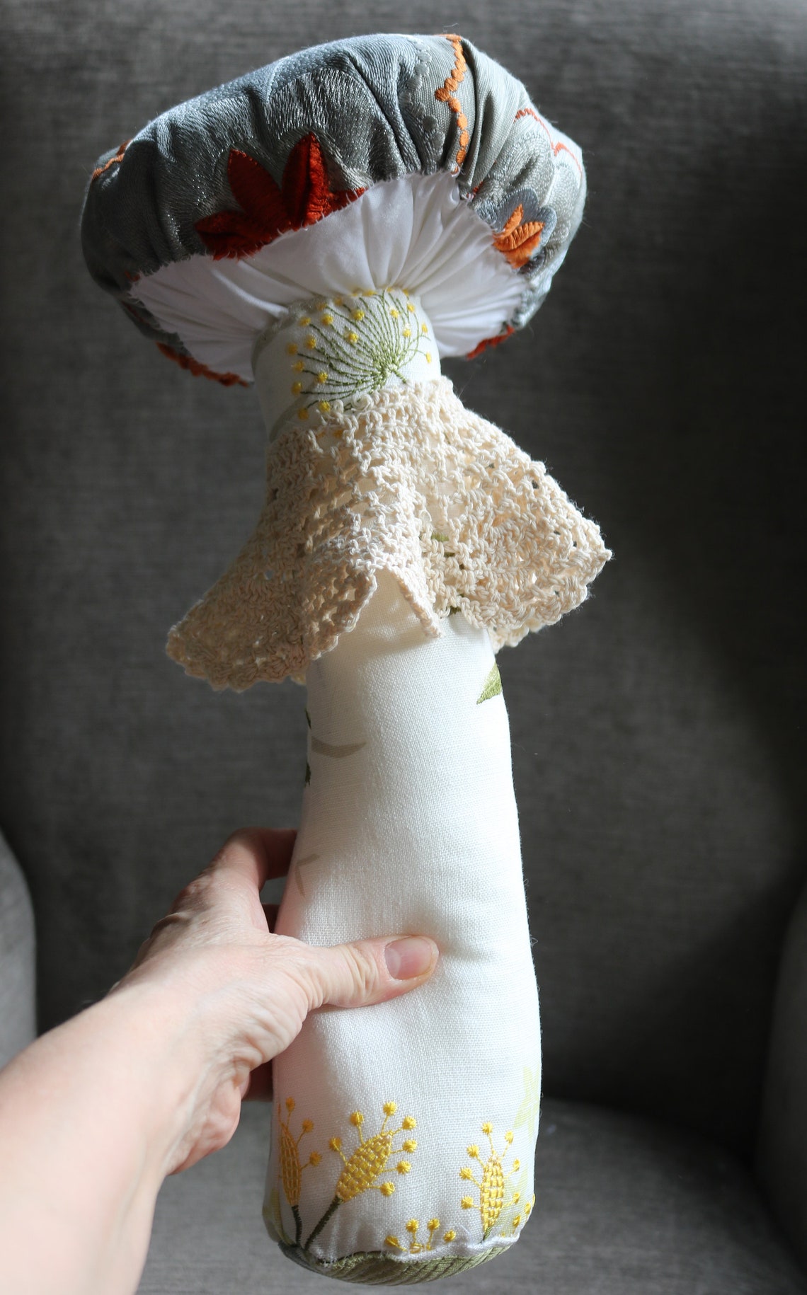 Hand Made Large Fabric Toadstool With Embroidery and Plush | Etsy