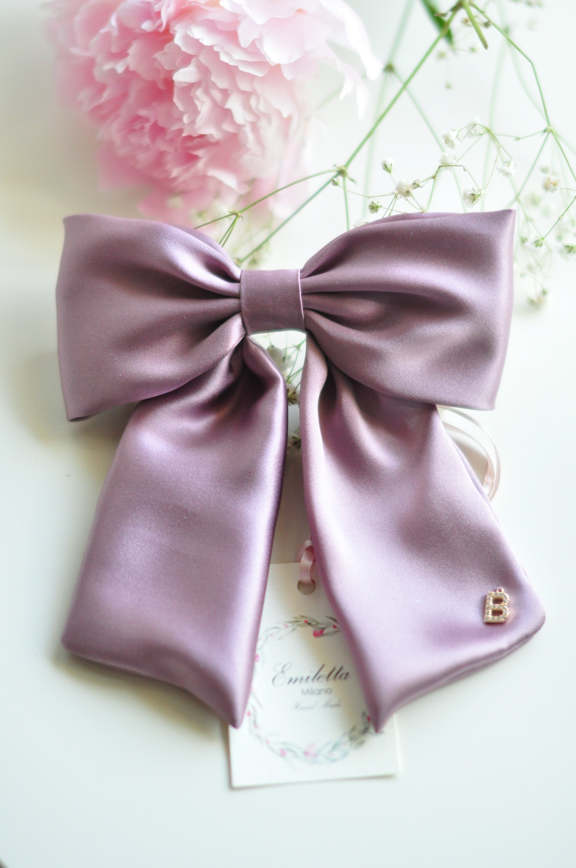 2PCS Silky Satin Hair Bows Pink Hair Ribbon Clips for women Ponytail H –  TweezerCo