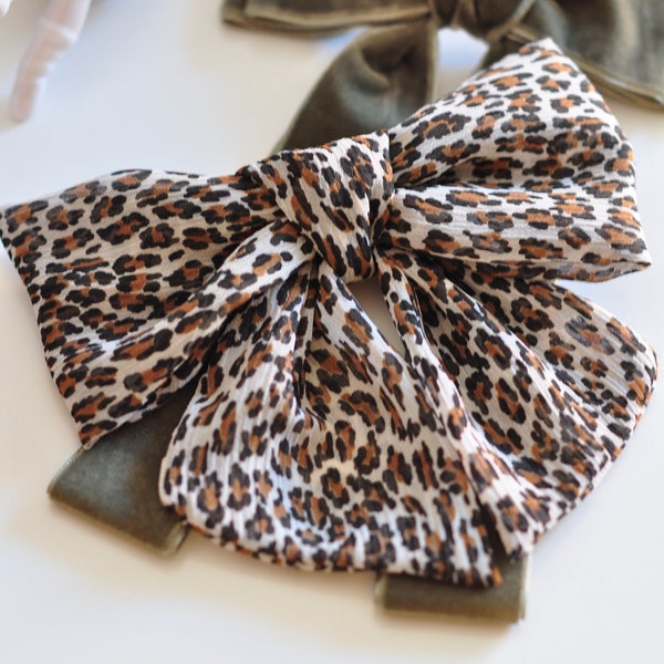 Animal Print Haarschleife Haarspange, Animalier Stil Haarschleife Zubehör, Leopard Look Haarschleife Haarspange, Geschenke für Sie