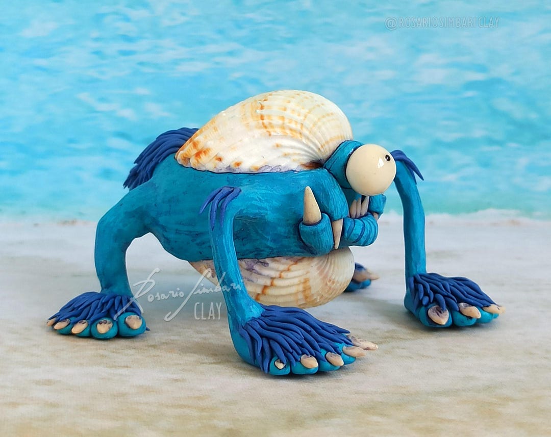 Clam Sea Shell Weird Creepy Cute Fantasy Creature Figurine. Original ...