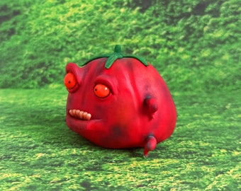 Tomato Weird Creepy Cute Fantasy Creature Figurine. Kitchen