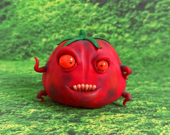 ❁⃘*.゜tomato❁⃘*.゜ Tomato Weird Creepy Cute Fantasy Creature Figurine. Kitchen