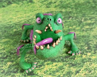 Escultura de lagarto de pantano, figura de arte fantástica extraña, adorable y única, decoración caprichosa, regalo peculiar.