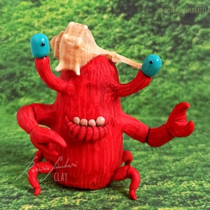 Custom Hermit Crab weird creepy cute figurine. Desk buddy funny decor original creature, entirely handmade to order art sculpture