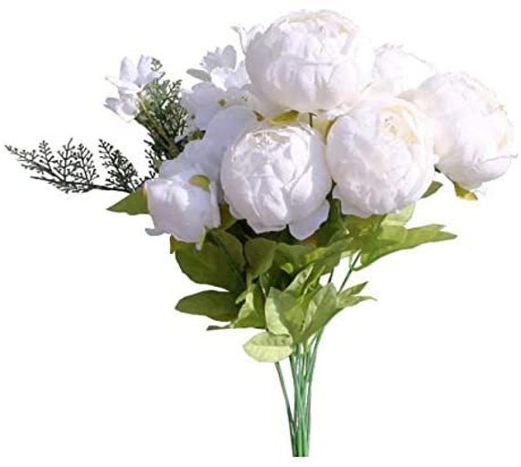 Artificial Silk White Peony Flowers Bouquet for Home Wedding Etsy