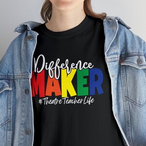 Theatre Teacher T-Shirt Drama Shirts Difference Maker Tee Student Theatre Gift Idea School Life, Personalized