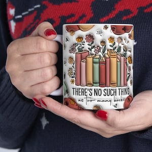 Book Lover Mug, Ceramic Mug 11oz, Book Mug Wrap, Bookshelf Design, Gift for Book Lover, Readers Coffee Mug, Gift for a Friend