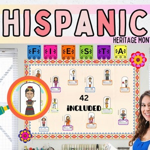 Hispanic Heritage Month Bulletin Board Interactive, 42 Hispanics | Social & Emotional Learning