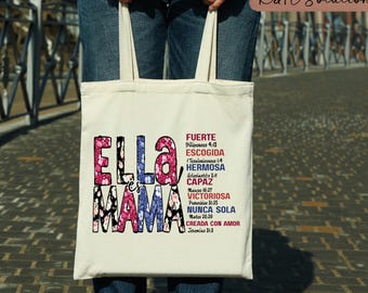 Ella es mama, Spanish Mother, Hispanic mom, bible verse mother's day gift, Religious Latina Mom,Tote Bag, Gift for Mom, Mother's Day