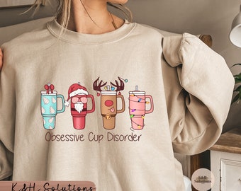 Obsessive Cup Disorder Sweatshirt,  OCD Tee Tumbler 40oz, Tumbler Shirt Obsessive Disorder Sweatshirt,  Womens Thirst Quencher Cup, Gildan