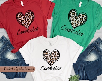 Maglietta Cheetah Heart Counselor, regalo per consulenza scolastica