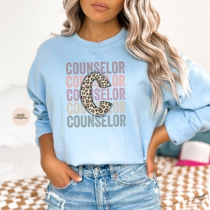 C for Counselor Leopard Sweatshirt, Gift For a Counselor, School Counselor, Gift for Her, SchoolOutfit, Therapist Gift,School Counselor Gift