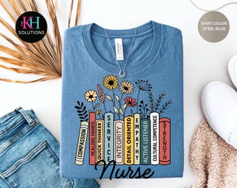 Nurse Book Shirt Floral Nurse Tee RN Gift Healthcare Worker Shirt Nurse Appreciation Gift