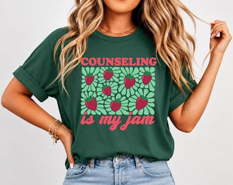 Counseling Is My Jam Shirt, School Counselor Strawberry Tee, Cute Counselor Gift, Mental Health Shirt