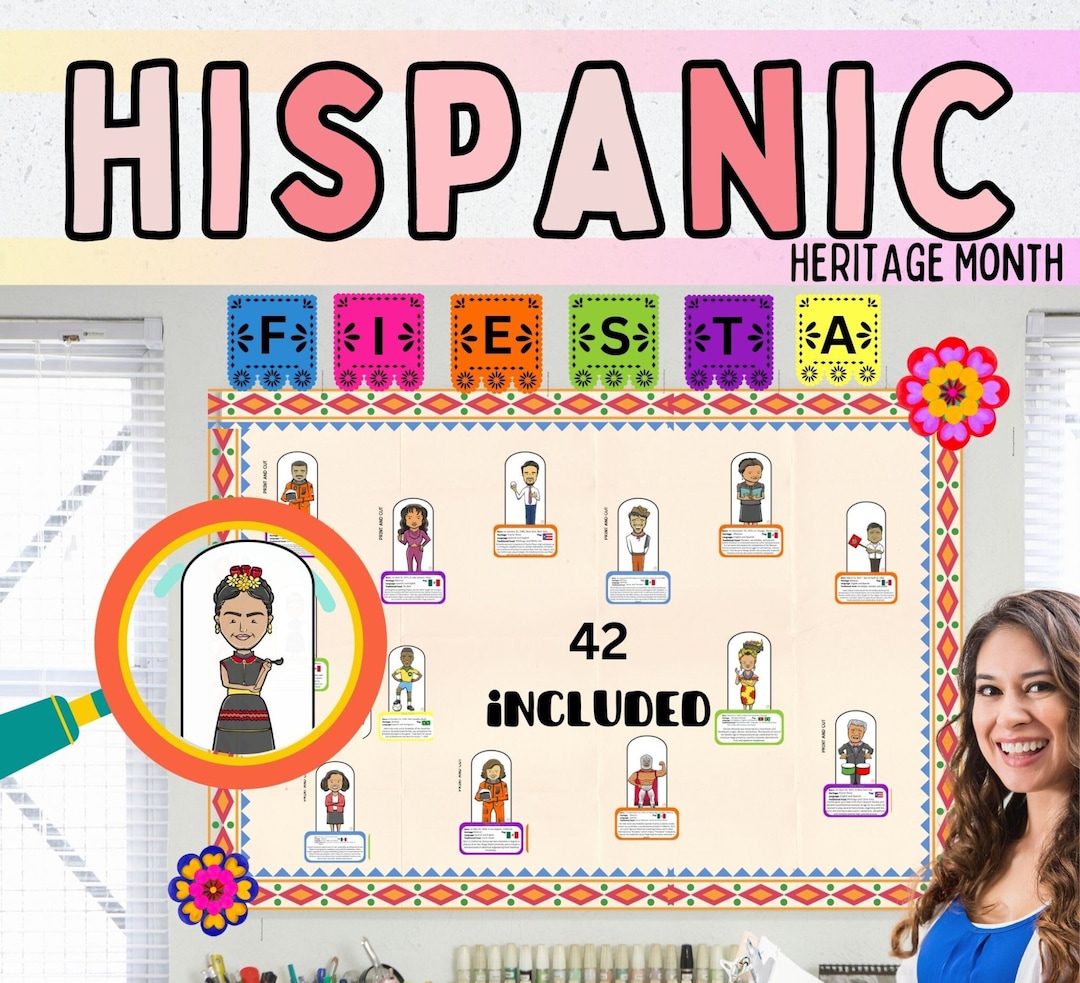 Hispanic Heritage Month Bulletin Board Interactive, 42 Hispanics Social