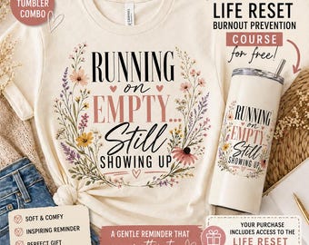 Mental Health 3Gift Set, Burnout Mom Gift Combo, Running on Empty Shirt, 20oz Tumbler, Self Care Bundle, Therapist Gift