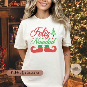 Feliz Navidad shirt, camisa de Feliz Navidad, Feliz Navidad Duende, Spanish Christmas Shirt