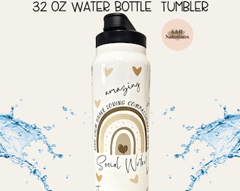 Social Worker Tumbler - Gift For Social Workers- Social Worker Water Bottle Personalized Social worker Mug - Therapist Tumbler 32 oz