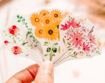 Pacchetto adesivi a forma di fiore, Adesivi per bullet journal, quaderno, scrapbooking, Adesivi floreali, Mazzi di girasoli, papaveri, rose