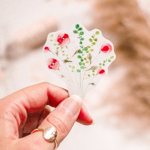 Autocollant Coquelicots transparent, Autocollant fleurs, Autocollant aquarelle, Pour scrapbooking, bullet journal, papeterie fleurie