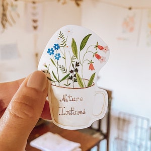 Stickers waterproof aquarelle pour les amoureux du thé | Ordinateur, téléphone, gourde, bullet journal, planner, carnets | "Nature Infused"