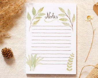 Bloc-notes nature pour écrire votre to-do liste, votre liste de courses, Jolie papeterie illustrée à l'aquarelle pour embellir votre bureau