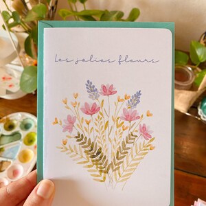 Cartão floral da aguarela | Dia das Mães, amor, amizade, aniversário, família, natureza, flores | Feito à mão na França imagem 4